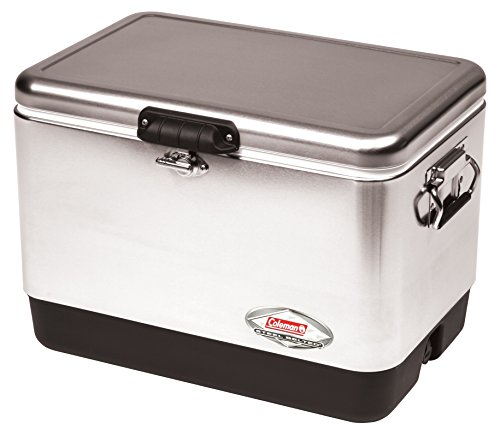 Coleman Steel-Belted Portable Cooler, 54 Quart, Stainless Steel ...