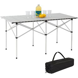 Best Choice Products 55in Portable Roll-Up Aluminum Camping Picnic Table w/ Carrying Bag – ...