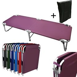 Magshion Portable Military Fold Up Camping Bed Cot + Free Storage Bag- 5 Colors (Purple)