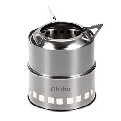 Ohuhu Camping Stove/ Backpacking Stove – Potable Stainless Steel Wood Burning Stove Picnic ...