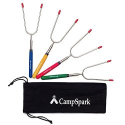 CampSpark 34″ Telescoping Marshmallow Roasting Sticks – Set of 4 Skewers – Smo ...