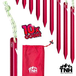 TNH Outdoors 10X Aluminum Tri-Beam Tent Stakes and Bag – Made for Camping – Support  ...