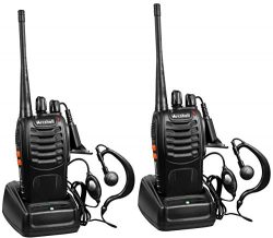 Arcshell Rechargeable Long Range Two-way Radios with Earpiece 2 Pack UHF 400-470Mhz Walkie Talki ...