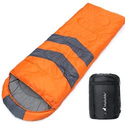 MalloMe Single Camping Sleeping Bag – 4 Season Warm Weather and Winer, Lightweight, Waterproof – ...