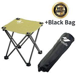 Folding Camping Stool, Portable Chair for Camping Fishing Hiking Gardening and Beach, Green Yell ...