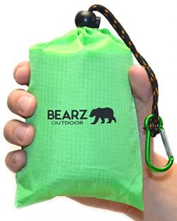 BEARZ Outdoor Beach Blanket / Compact Pocket Blanket 55″x60″, Waterproof Ground Cover, Sand Proo ...