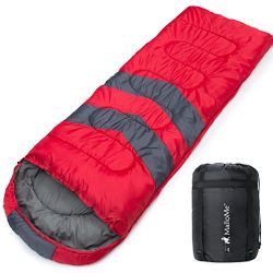 MalloMe Single Camping Sleeping Bag – 4 Season Warm Weather and Winer, Lightweight, Waterproof – ...