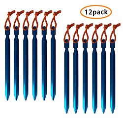 Pack of 12, 7075 Aluminum Outdoors Tent Stakes Pegs