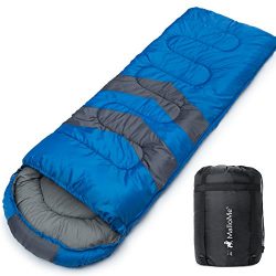 MalloMe Single Camping Sleeping Bag – 4 Season Warm Weather and Winer, Lightweight, Waterproof – ...