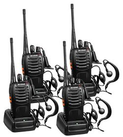 Arcshell Rechargeable Long Range Two-way Radios with Earpiece 4 Pack UHF 400-470Mhz Walkie Talki ...