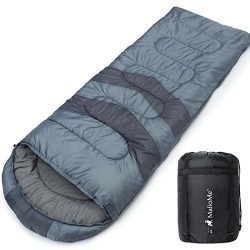 MalloMe Single Camping Sleeping Bag – 4 Season Warm Weather and Winer, Lightweight, Waterproof – ...