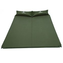 Camel Double Self-Inflating Sleeping Pad with Attached Pillow, Comfortable for 2 Person Camping, ...