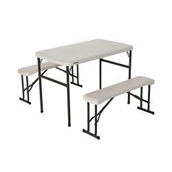 Lifetime 80373 Portable Folding Picnic Table and Bench Set, Almond