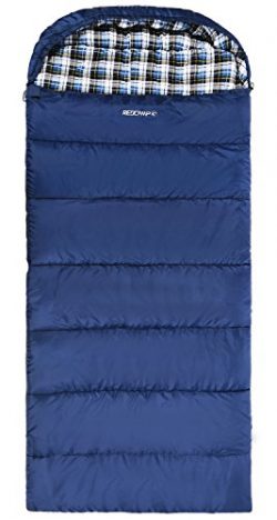 REDCAMP Cotton Flannel Sleeping Bag for Adults, XL 32F Comfortable, Envelope with Compression Sa ...