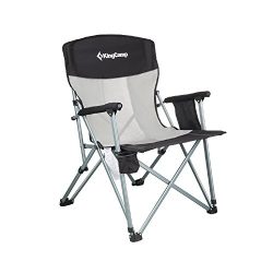 KingCamp Folding Chair Mesh Back with Cup Holder Armrest Pocket Headrest, Breathable Portable Ov ...