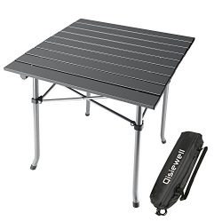 Qisiewell Camping Table Aluminum Outdoor Folding Beach Table Compact Lightweight Portable Small  ...