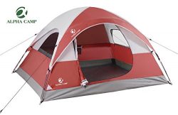 ALPHA CAMP Dome Tent 3 Person Dome Camping Tent with Carry Bag – 8′ x 7′ Red