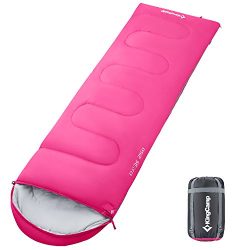 KingCamp Envelope Sleeping Bag 4 Season Lightweight Comfort with Compression Sack Camping Backpa ...