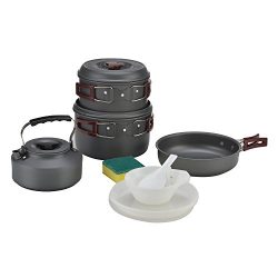 BULIN 13-Piece Camping Cookware Mess Kit Outdoor Backpacking Hiking Cooking Set, Including Pot,  ...