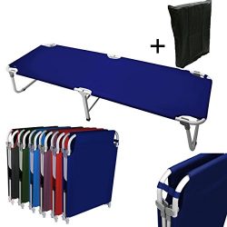 Magshion Portable Military Fold Up Camping Bed Cot with  Storage Bag, Navy