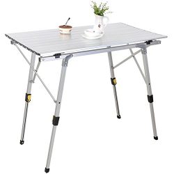 Snail Aluminum Height Adjustable Folding Camping Collapsible Table Outdoor Roll-Up Table for Bea ...