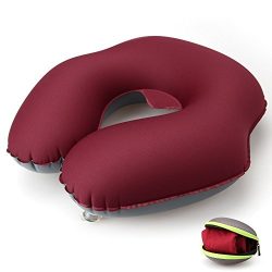 Aukee Portable Inflatable Pillow U-Type Neck Protective Outdoor Air Pillow for Travel Camping