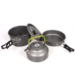 Oceanheart Portable Camping Cookware Set Camping Pots Aluminum Cooking Pan for Picnic, Outdoor C ...