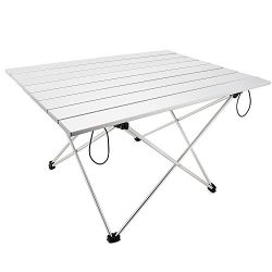 Portable Camping Table Aluminum Folding Table with Carrying Bag Roll up Table for Picnic, Campin ...