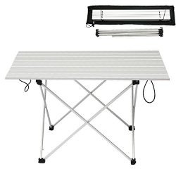 WSTECHCO XL Ultralight Aluminum Camping Table Collapsible Portable Lightweight Outdoor Fold Up D ...