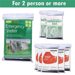 8 Pieces Emergency Blanket Kit 2 Sleeping Bags 5 Emergency Blankets 1 Shelter Tent For Outdoors  ...