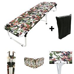 Magshion Portable Military Fold Up Camping Bed Cot with  Storage Bag, Camo