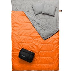 MalloMe Double Camping Sleeping Bag – 3 Season Warm & Cool Weather – Summer, Spr ...