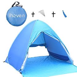 ihoven Pop-up Beach Tent, 2-3 Person Automatic Instant Setup Anti-UV Sun Shade Shelter 3 Seasons ...