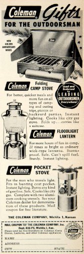 1950 Ad Coleman Floodlight Lantern Pocket Stove Camping Camp Gear Advertising – Original P ...