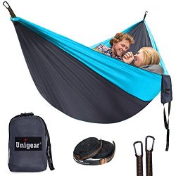 Unigear Double Camping Hammock, Portable Lightweight Parachute Nylon Hammock with Tree Straps Fo ...