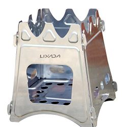 Camping Stove,Lixada Portable Folding Wood Stove Lightweight Stainless Steel Alcohol Stove for O ...