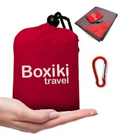 Boxiki travel Compact Waterproof Pocket Beach Blanket by Portable Lightweight Folding Tarp with  ...