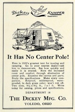 1926 Ad Dickey Mfg Co Toledo Kamper Camping Tent Equipment Accessories Camper – Original P ...