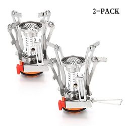 2 PACK Camping Stove W Piezo Ignition Mini Gas Stove Windproof and Collapsible Camp Burner for O ...