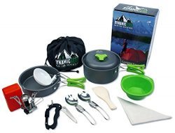 Camping Cookware Mess Kit – 13 pcs, Lightweight, Compact, Durable, Portable – FREE 5 ...