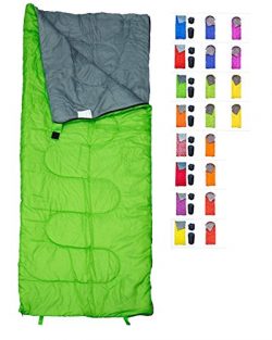 Lightweight Green Sleeping Bag by RevalCamp. Indoor & Outdoor use. Great for Kids, Teens &am ...