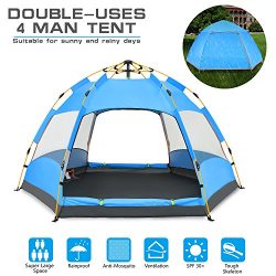 BATTOP 4-5 Person Tent Instant Pop Up Family Camping Tent – Double Layer – Waterproo ...