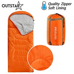 OUTSTAR Lightweight Waterproof Envelope Sleeping Bag With Compression Sack for Kids or Adults Ou ...