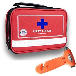 Always Prepared First Aid Medical Kit in Red Fabric Bag with Reflective Strip (100 Pieces)