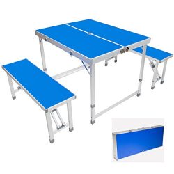 AceLife Folding Table Portable Aluminum Indoor Outdoor Camping Picnic Suitcase Table Set with 2  ...