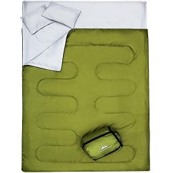 DreamGenius Double Sleeping Bag for Camping Waterproof Sleeping Bags for Adults with 2 Pillows