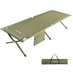 KingCamp Camping Cot Military Style OVERSIZED Heavy Duty Folding Bed Anodized Steel Frame with W ...