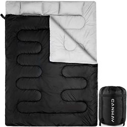 Canway Double Sleeping Bag Polyeste Sleeping Bags with 2 Pillows for Camping, Backpacking, or Hi ...