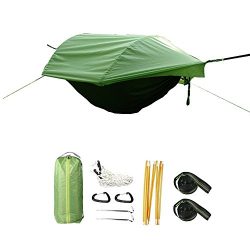 Crehouse Hammock Tent with Mosquito Net and Rainfly Rain Cover Waterproof Shelter Portable for C ...