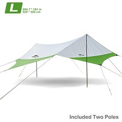 Naturehike Lightweight Camping Tarp Shelter Beach Tent Sun Shade Awning Canopy with Tarp Poles,  ...